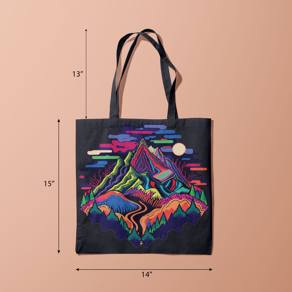 Canvas Charcoal Mountain Tote Bag