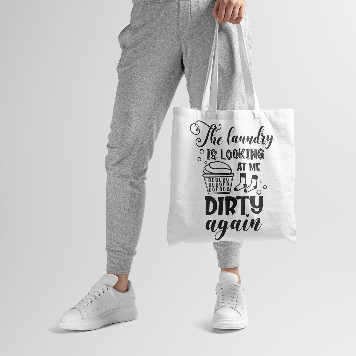 Canvas The laundry Is Looking At Me Dirty Again Color Oslo Grey Tote Bag