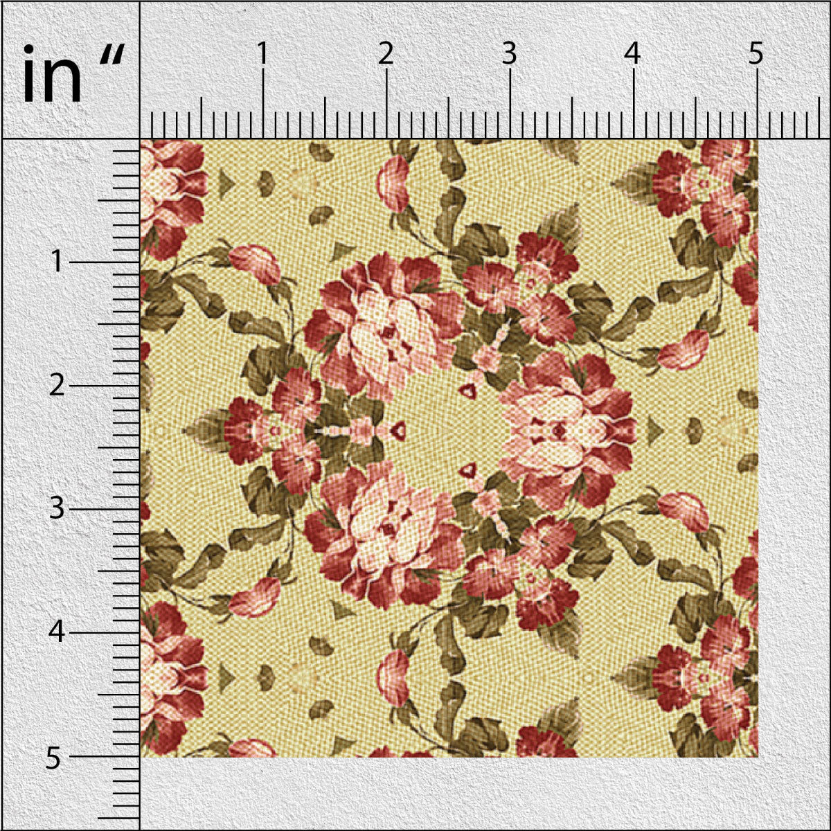 Tan Green Floral Print