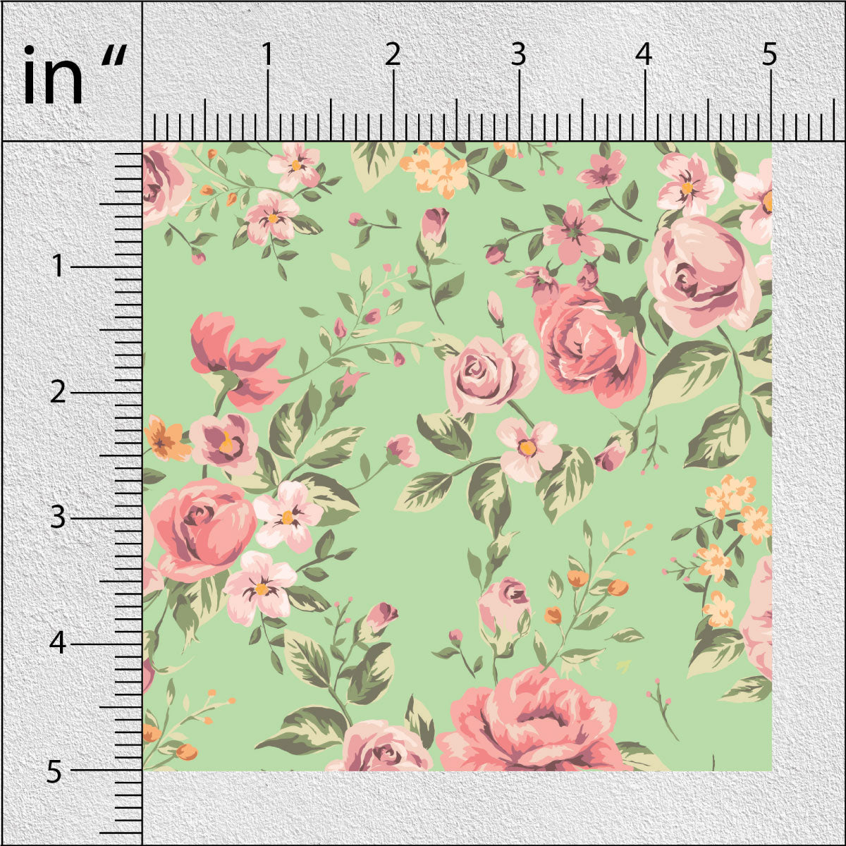 Pink Rose Iguana Green Floral Print