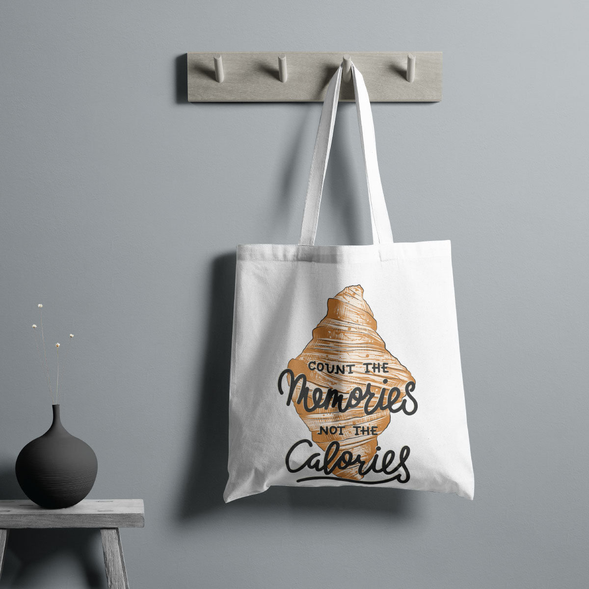 Canvas Count The Memories Not The Calories Color Aqua Haze Tote Bag