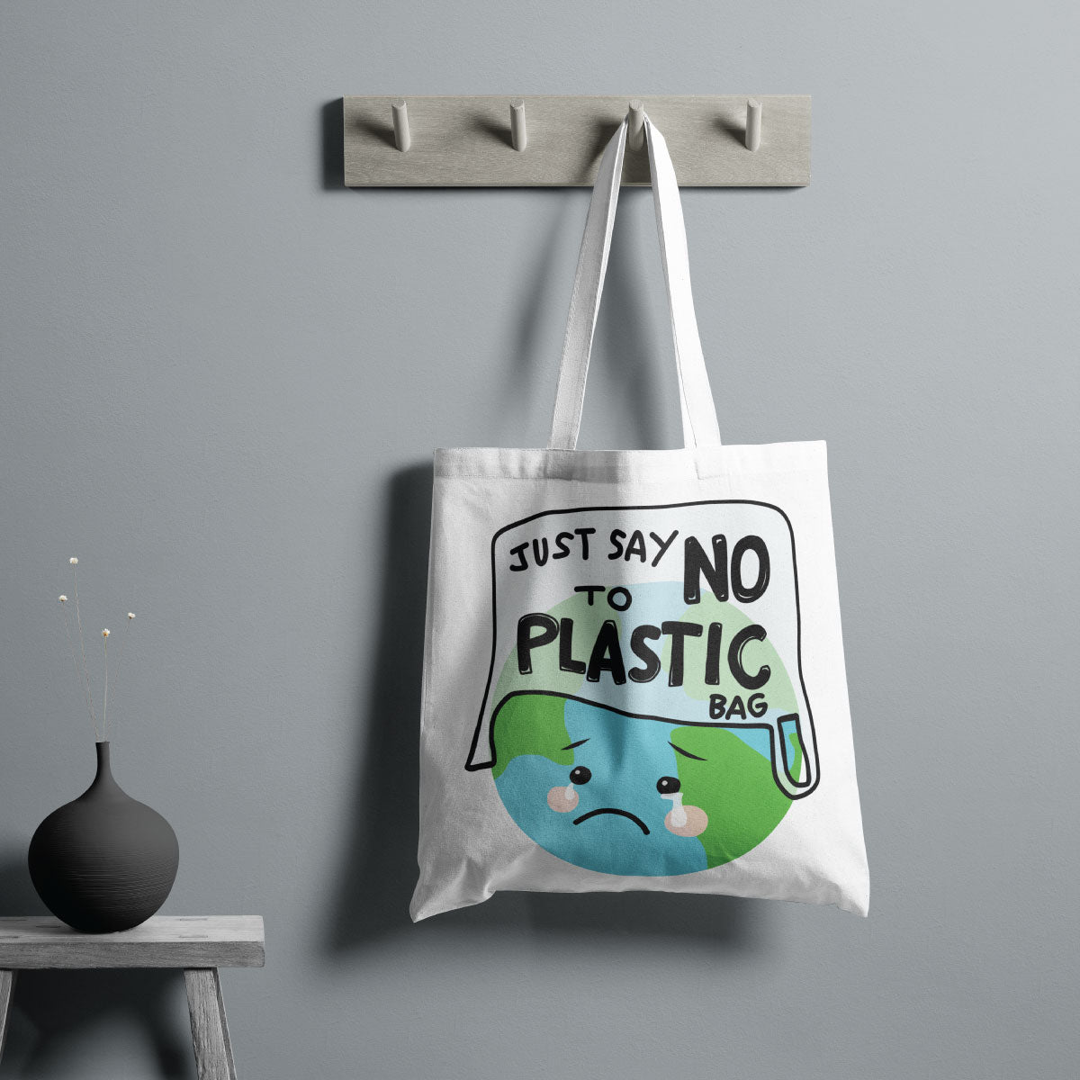 Canvas Just Say Τo No Plastic Bag Color Cotton Seed Tote Bag