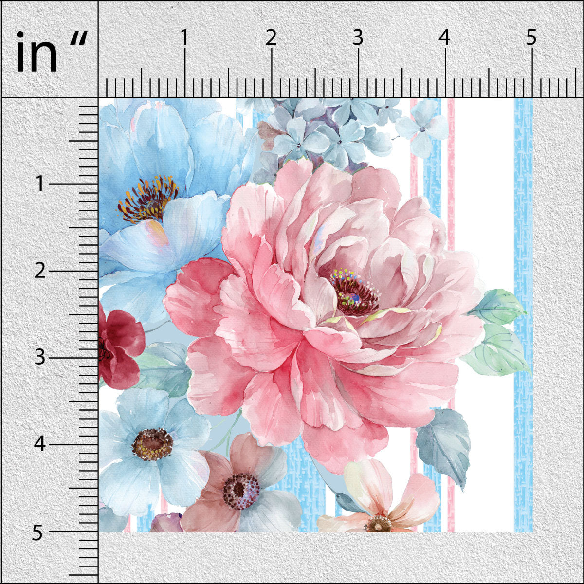 Carolina Blue With Muted Pink Floral Print
