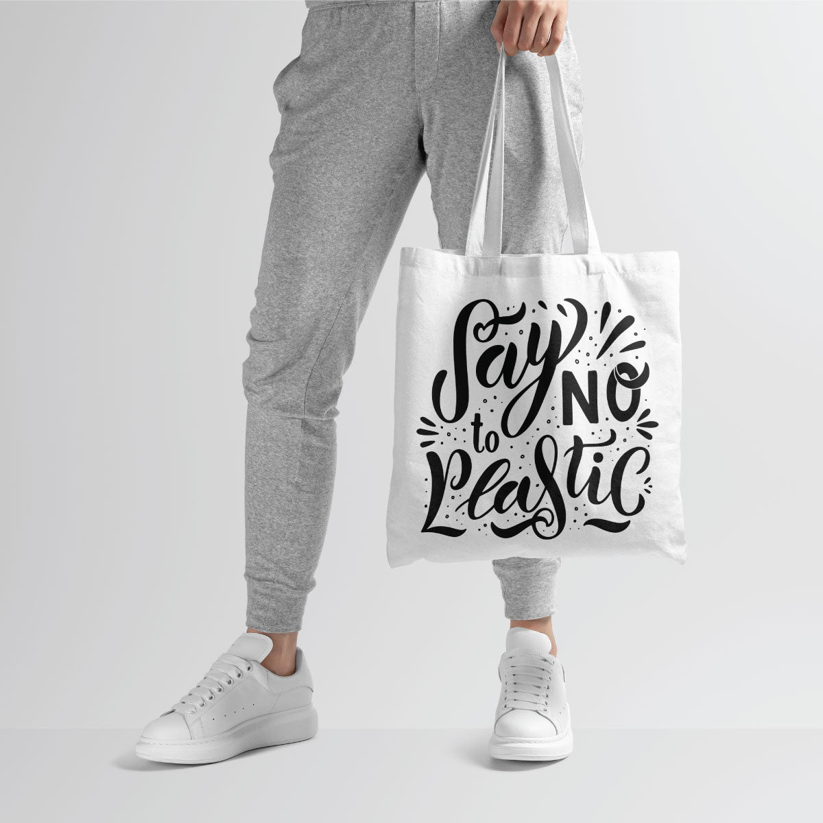 Canvas Say No To Plastic Color Spring Wood Tote Bag