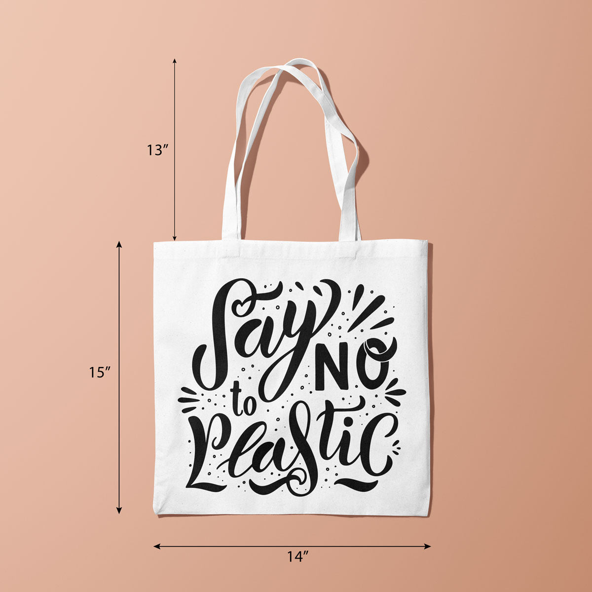 Canvas Say No To Plastic Color Spring Wood Tote Bag