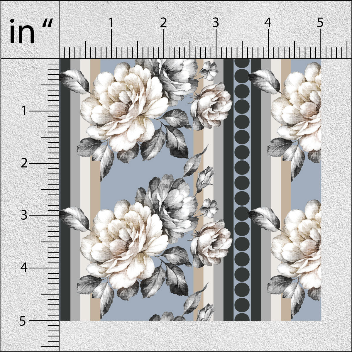 Medium Taupe and Jet Grey Floral Print