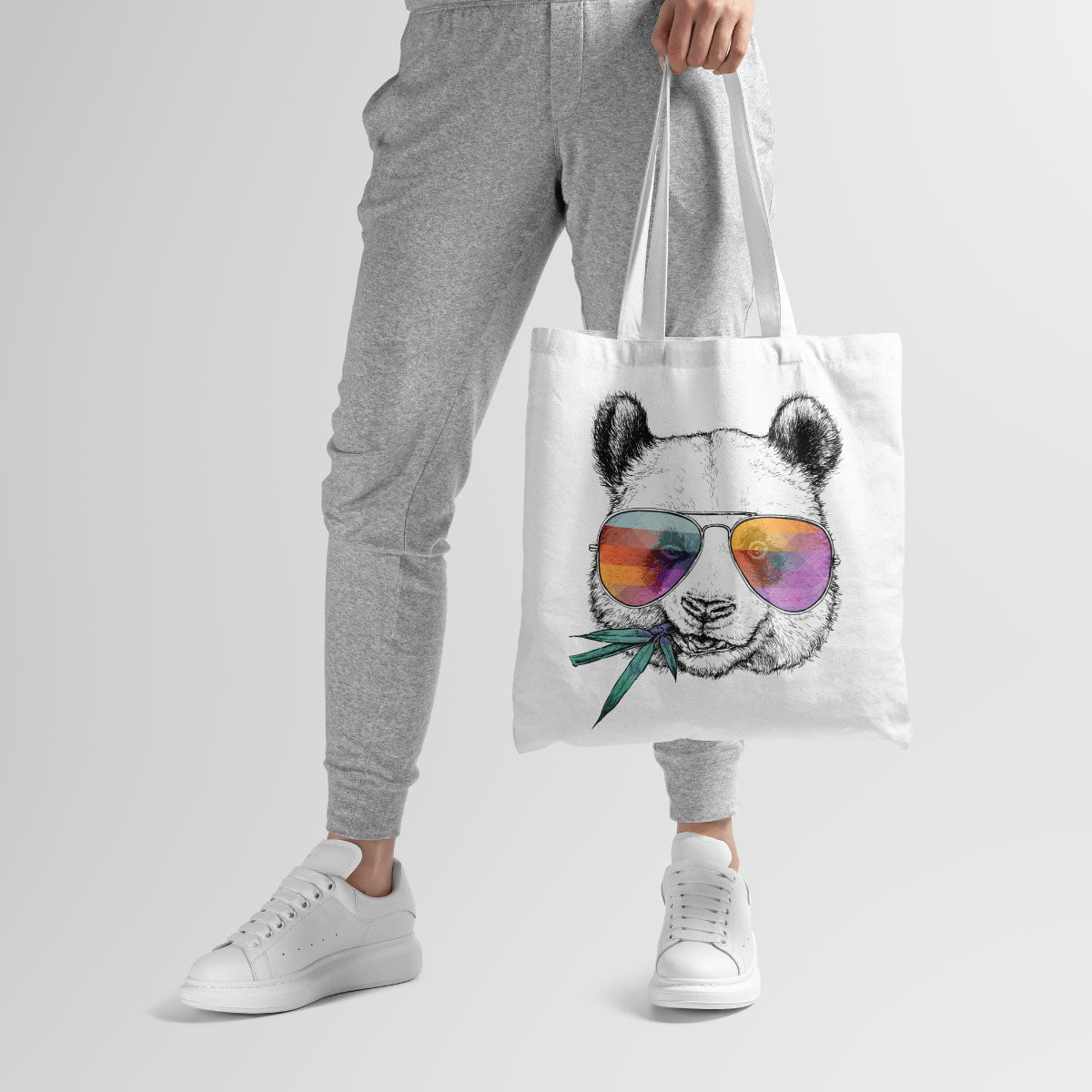 Canvas Mouse With Glasses Color Davy Grey Tote Bag