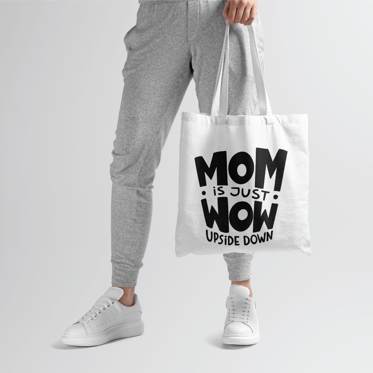 Canvas Mom Is Just Wow Upside Down Color Porcelain Tote Bag