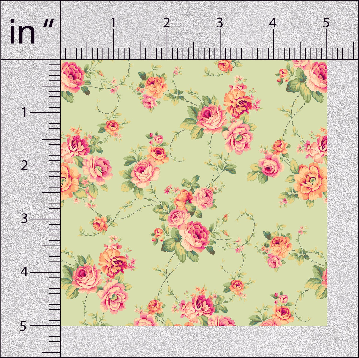 Greenish Yellow Rose Floral Print