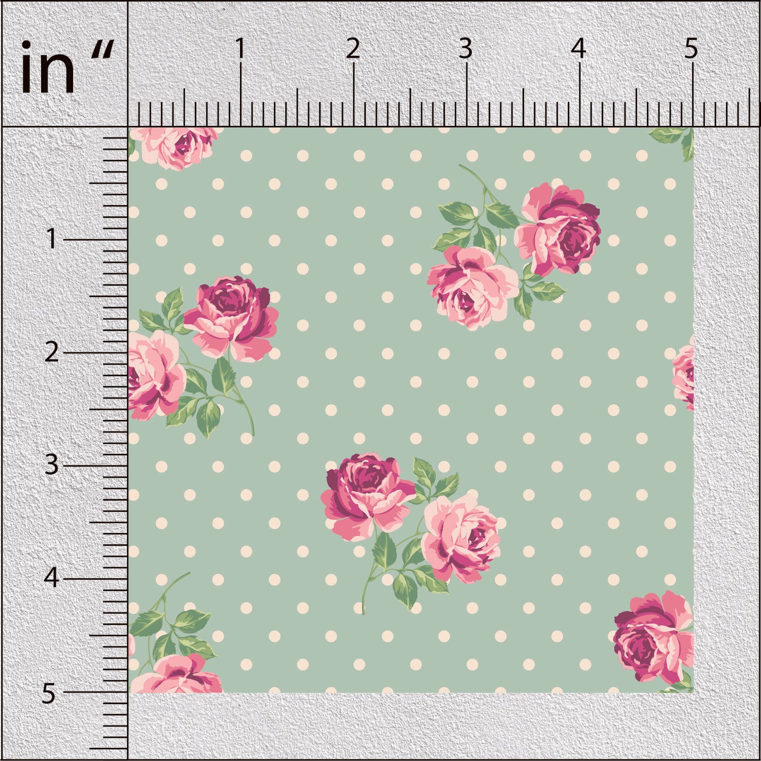 Pink Rose Green Leaves Floral Print
