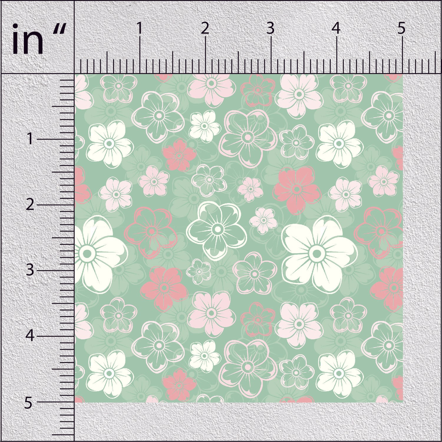 Tea Green Spring Floral Print