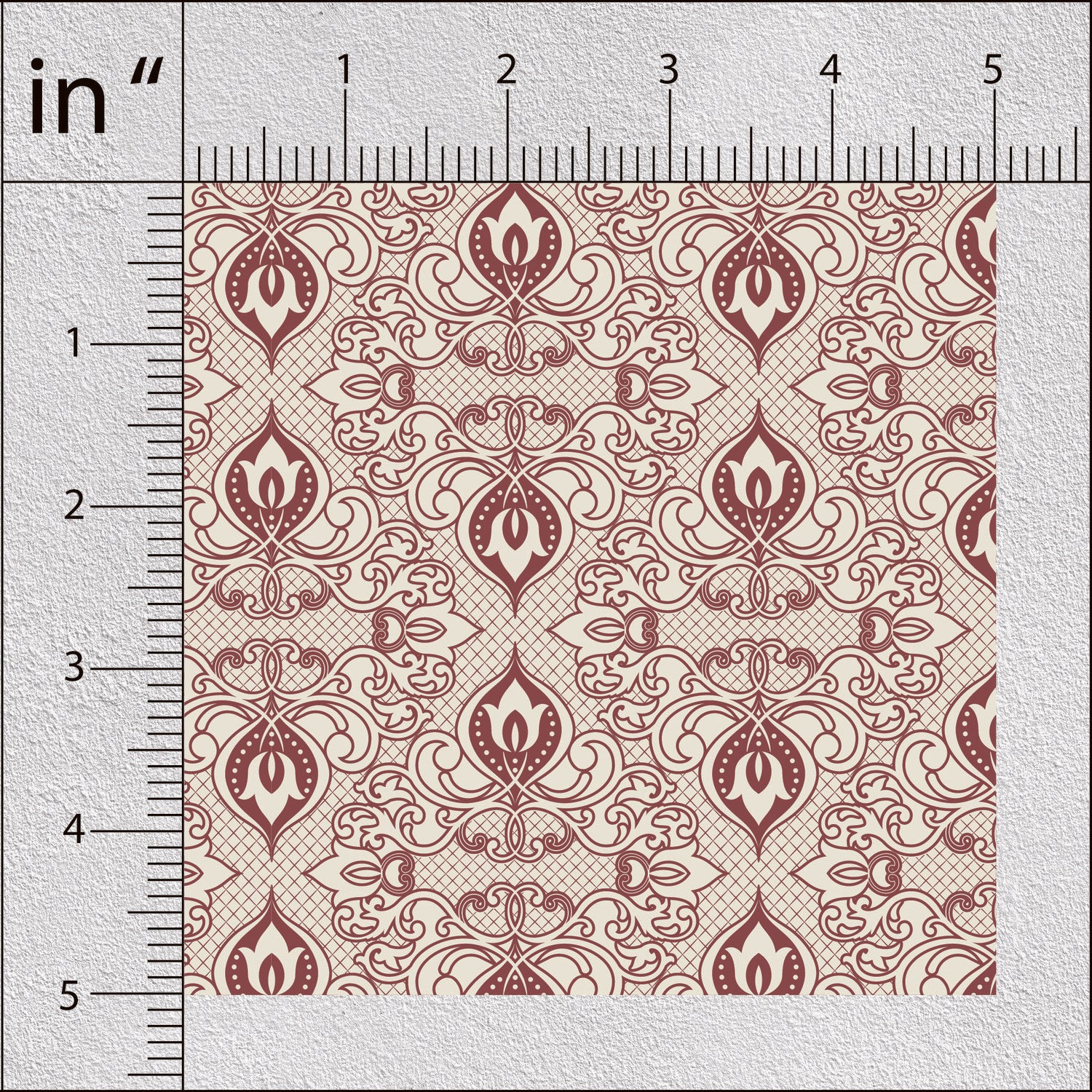 Dark Raspberry Decorative Ornamental Design Geometric Print
