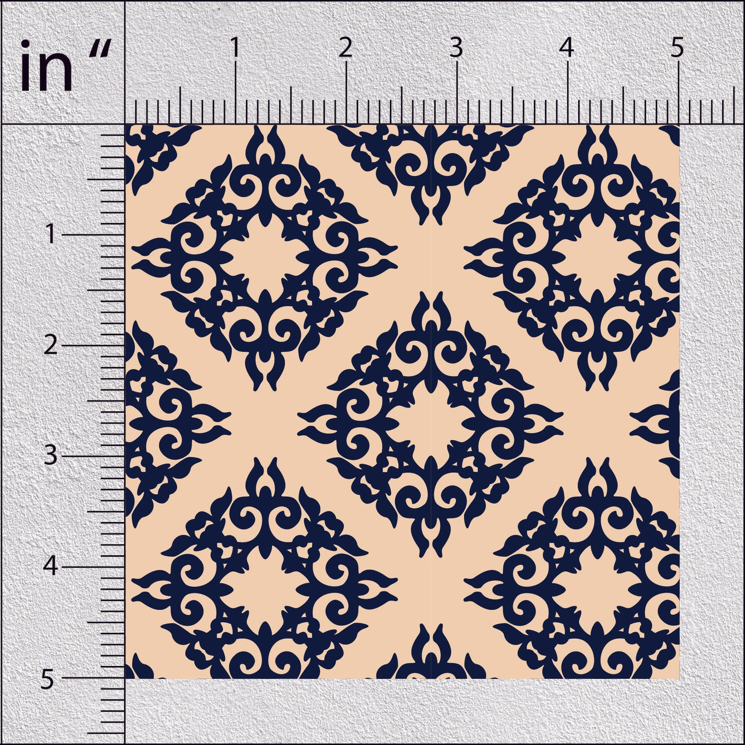 Tealish Blue Damask Pattern Geometric Print