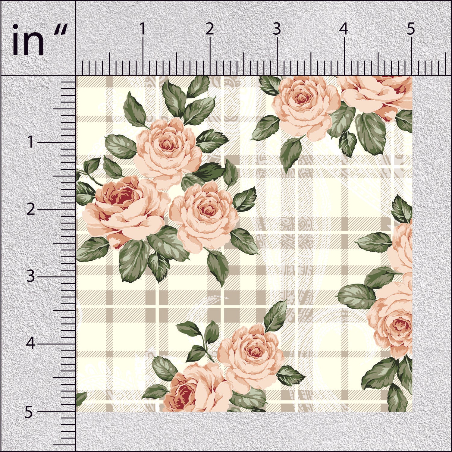 Grey Pinkish Tan Vintage Roses Floral Print